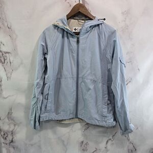 Columbia Jacket Womens Medium Light Blue Utility Hooded Zip Cotton Vtg